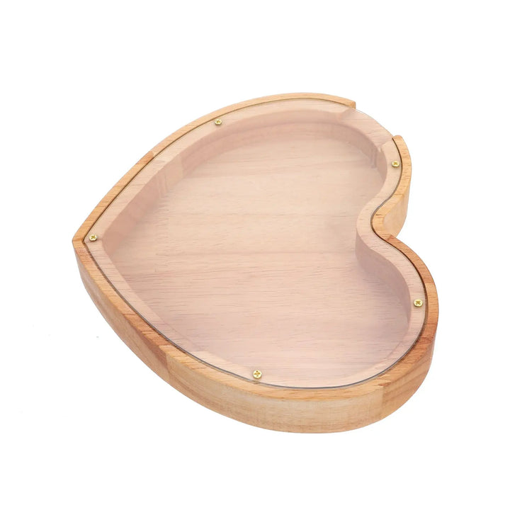 Wooden Heart Piggy Bank