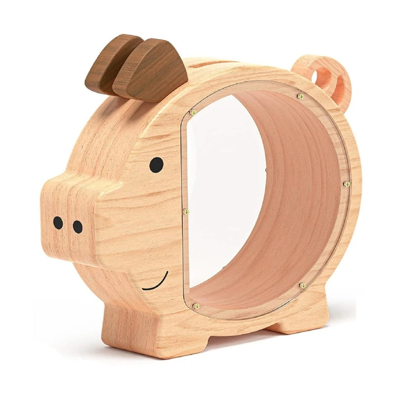 Cute Unbreakable Wood Piggy Bank Palace